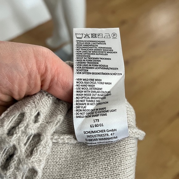 Dorothee Schumacher Sz 2 (M) Gray Wool Lazer Eyelet Knit Sweater Made in Germany - Picture 6 of 9